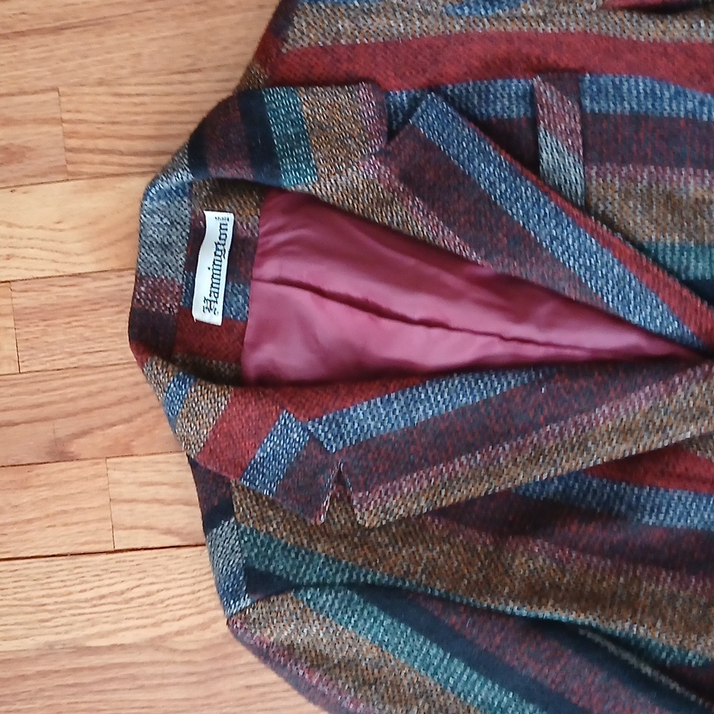 Hannington Boston Striped Multicolored 100% Wool Blazer ■ Size S - Picture 2 of 9